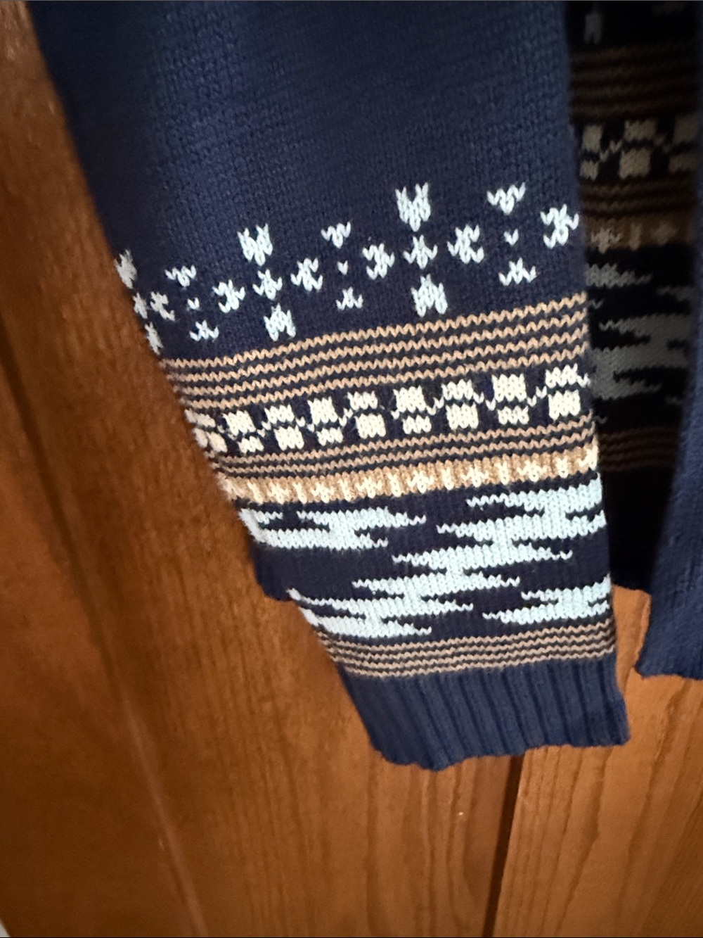 Lucky Brand Navy, Red & Cream Open-Front Patterned Cardigan - Picture 6 of 8